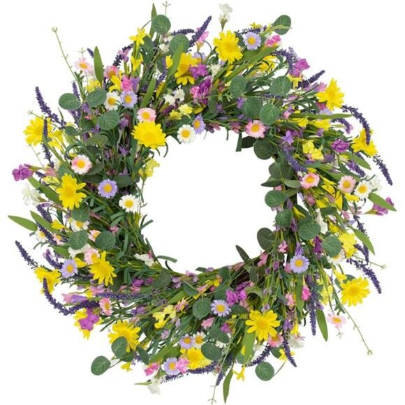 Spring Wreath 22" Spring Wreaths for Front Door Artificial Summer Wreath - Picture 1 of 7